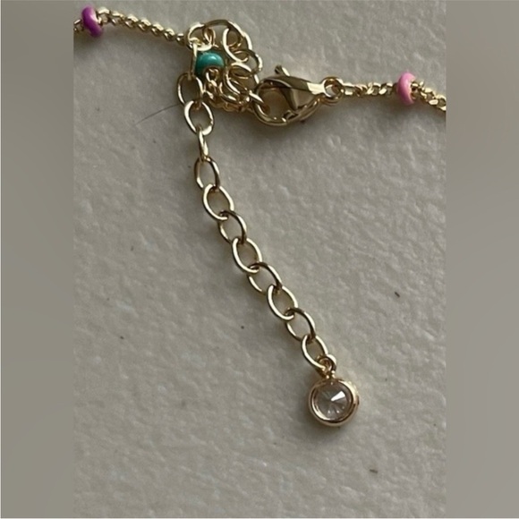 Christian Dior Purple Enamel Heart Charm Gf Multi Color Enamel Necklace - Picture 3 of 4